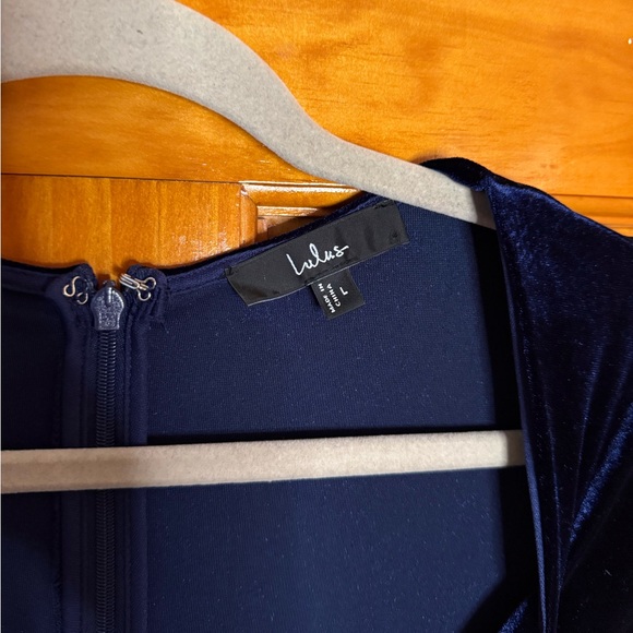 Lulus Navy Blue Velvet Eternal Elegance Short Sleeve Maxi Dress Size Large - Picture 3 of 7